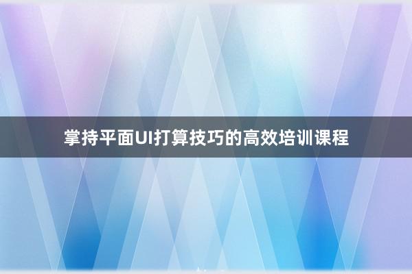 掌持平面UI打算技巧的高效培训课程